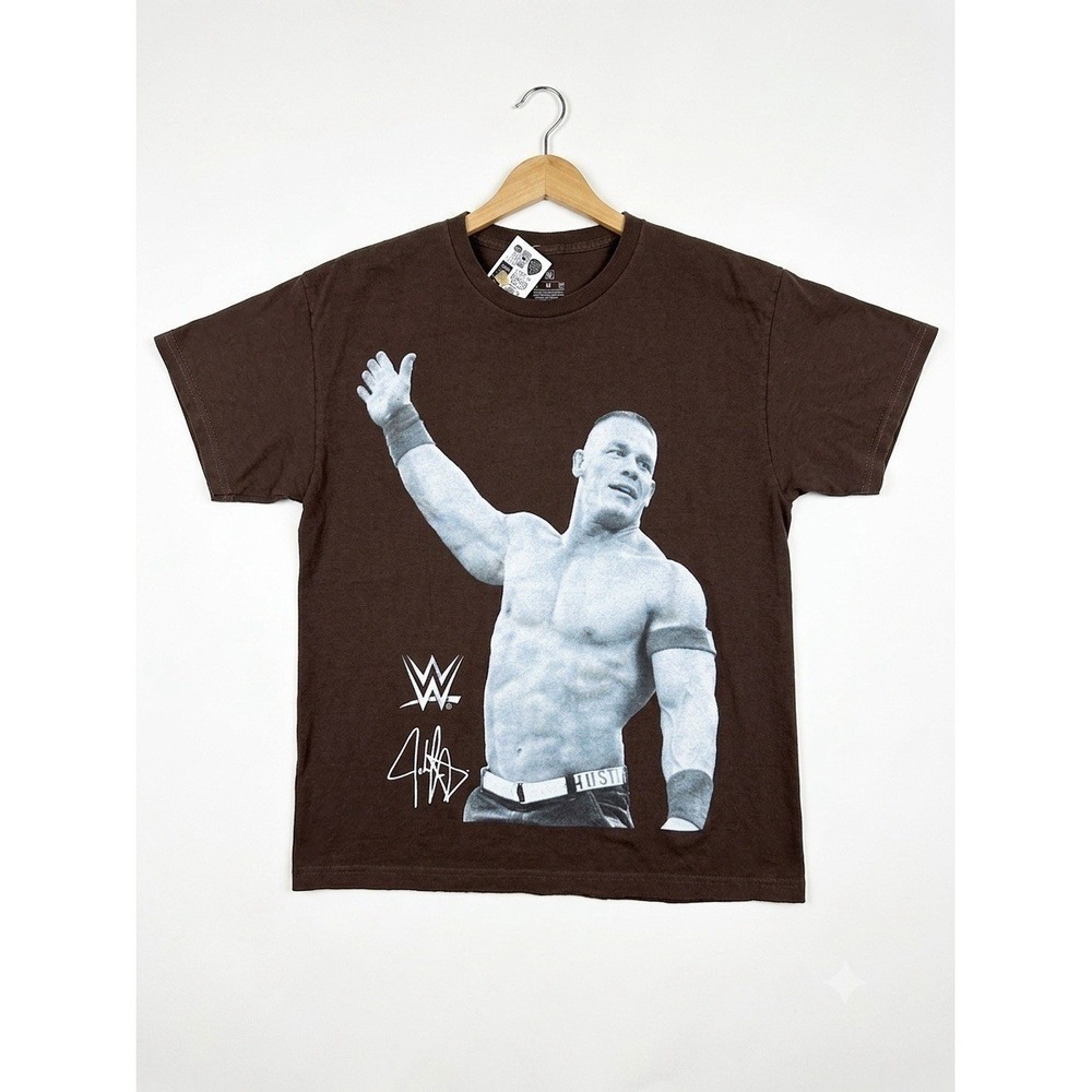 WWE John Cena Shirt Men Brown SzM Cropped Ripple Junction Hustle Loyalty Respect
